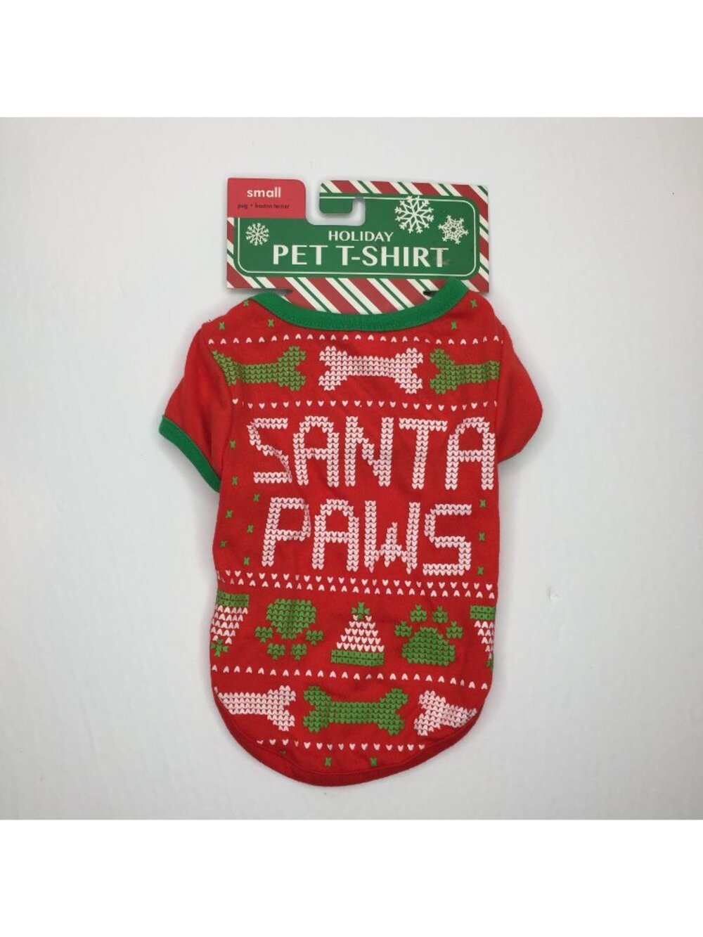 Holiday Pet T-Shirt "Santa Paws" Red Small Christmas Dog Apparel Size Small